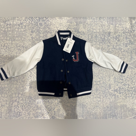 NWT Janie and Jack boys baby varsity jacket snoopy size 18-24 months - Picture 1 of 2